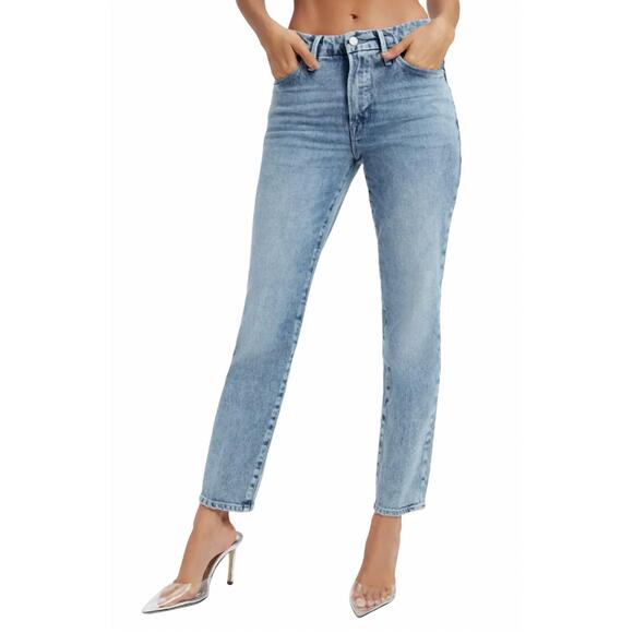 NEW GOOD AMERICAN classic high waist straight leg jeans in indigo301
